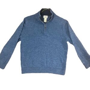 L.L. Bean 1/4 Zip Sweater Men's Large Reg Blue Long Sleeve 100% Cotton #287737